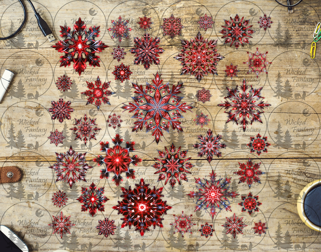 UVDTF Red Snowflakes 12x12"