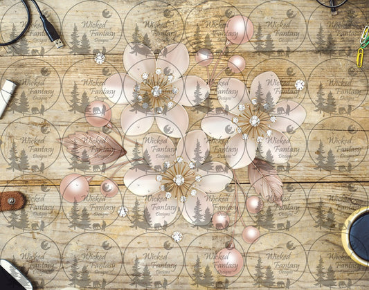 UVDTF Ivory Flowers with Pearls and Rhinestones
