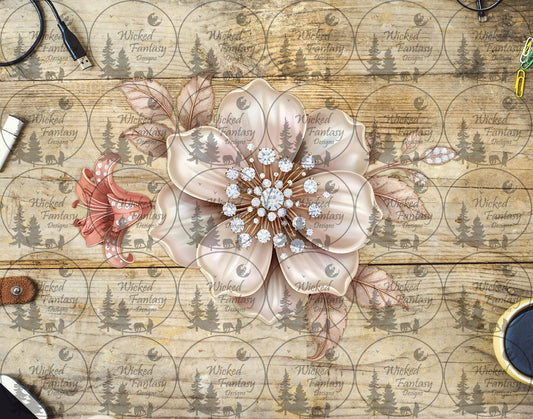 UVDTF Rhinestone Ivory Flower