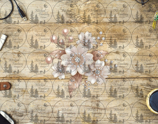 UVDTF Pearls and Rhinestone Ivory Flower Bunch