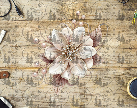 UVDTF Pearls and Rhinestone Ivory Flower