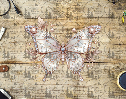 UVDTF Ivory Butterfly with Pearls and Rhinestones