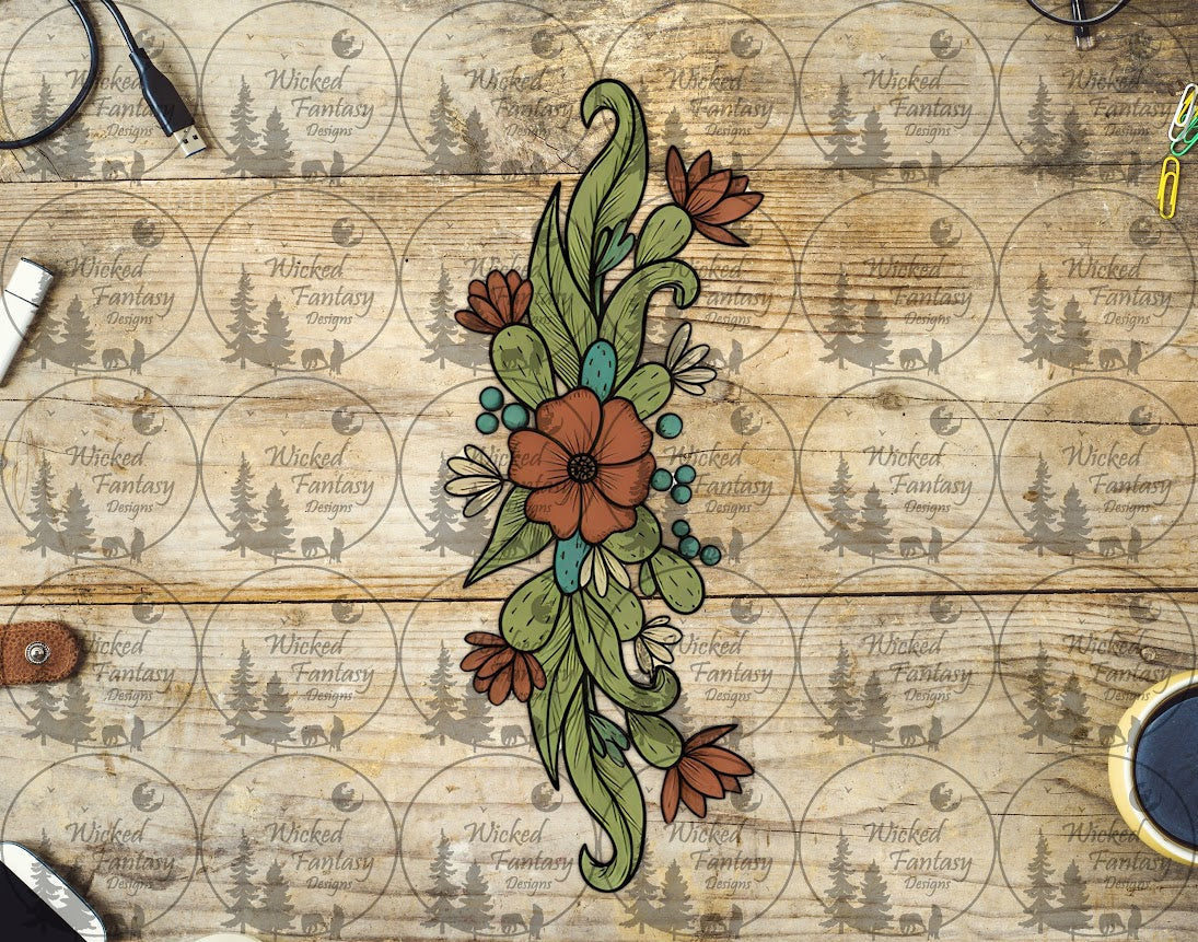 UVDTF Rust and Sage Western Floral Vertical Element
