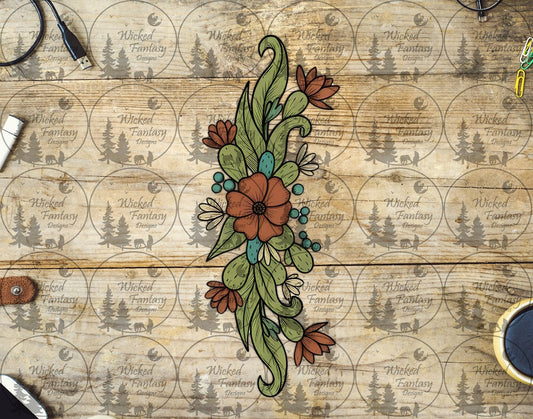 UVDTF Rust and Sage Western Floral Vertical Element