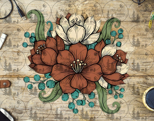UVDTF Ivory and Rust Western Cactus Floral