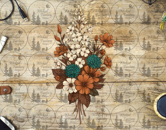 UVDTF Cream and Rust Floral Bouquet
