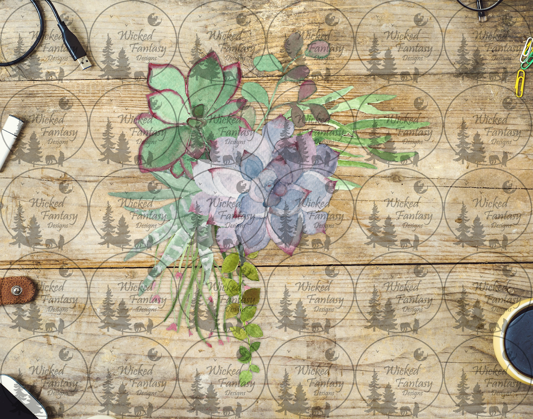 UVDTF Sage Purple Succulent Arrangement