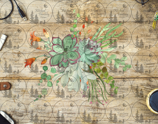 UVDTF Succulents Arrangement