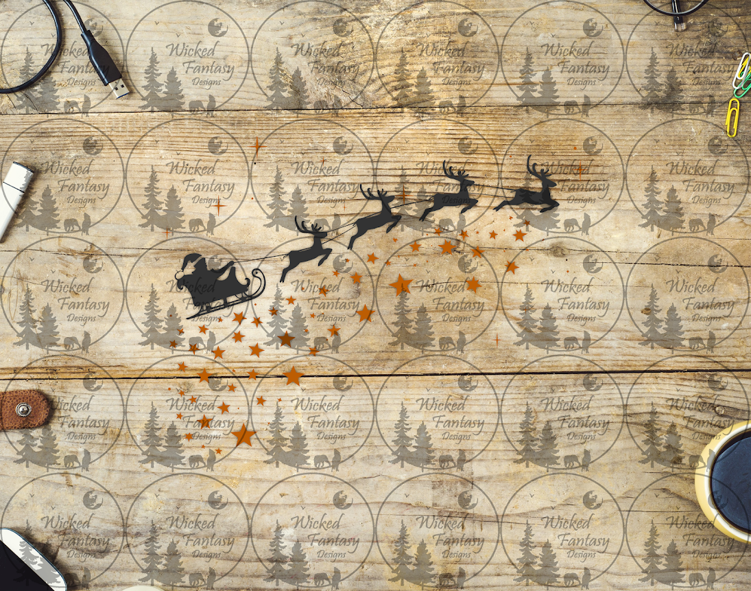 UVDTF Santa and Sleigh with Stars