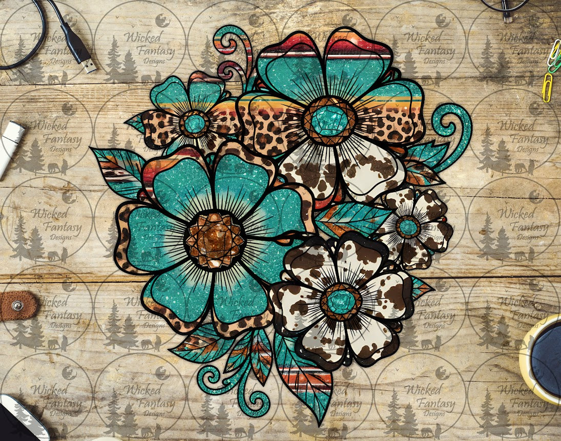 UVDTF Western Serape Leopard Bouquet