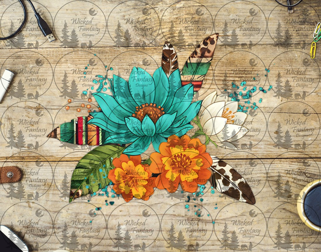 UVDTF Electric Turquoise Serape Bouquet