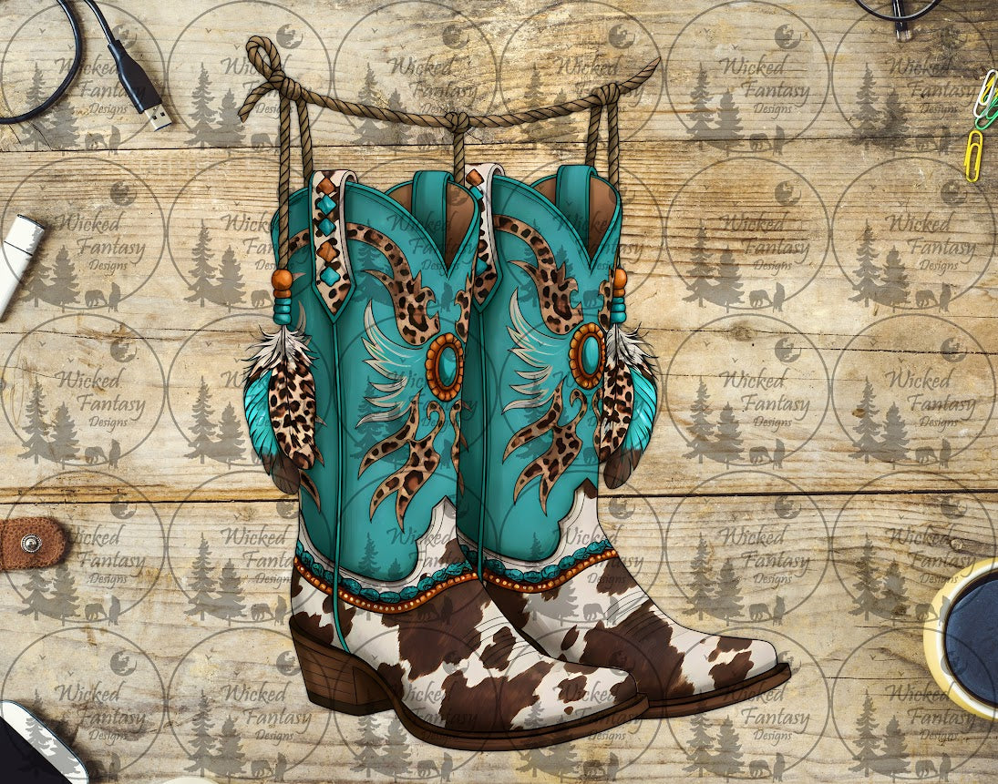 UVDTF Leopard Cow Print Cowgirl Boots