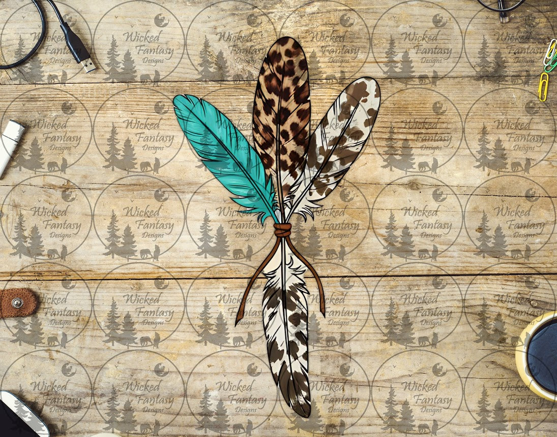 UVDTF Leopard Cow Print Feather Bundle