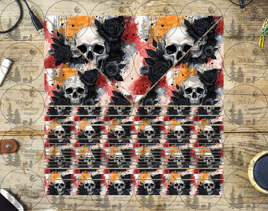 UVDTF Gothic Skulls Triangles and Striping 20oz 30oz 10"x10" Element
