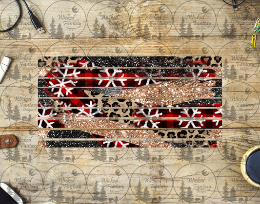 UVDTF Snowflakes and Leopard Striping 6x12" element