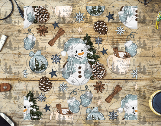 UVDTF Snowman Hot Cocoa and Pine Cones 20oz 30oz 10"x10"