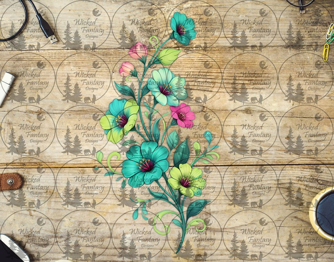 UVDTF Vivid Teal Floral Vine