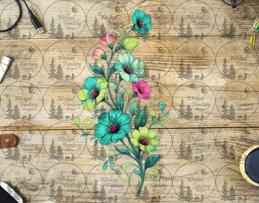 UVDTF Vivid Teal Floral Vine