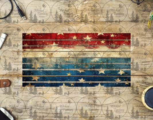 UVDTF Red White and Blue Stars Striping 6x12" element