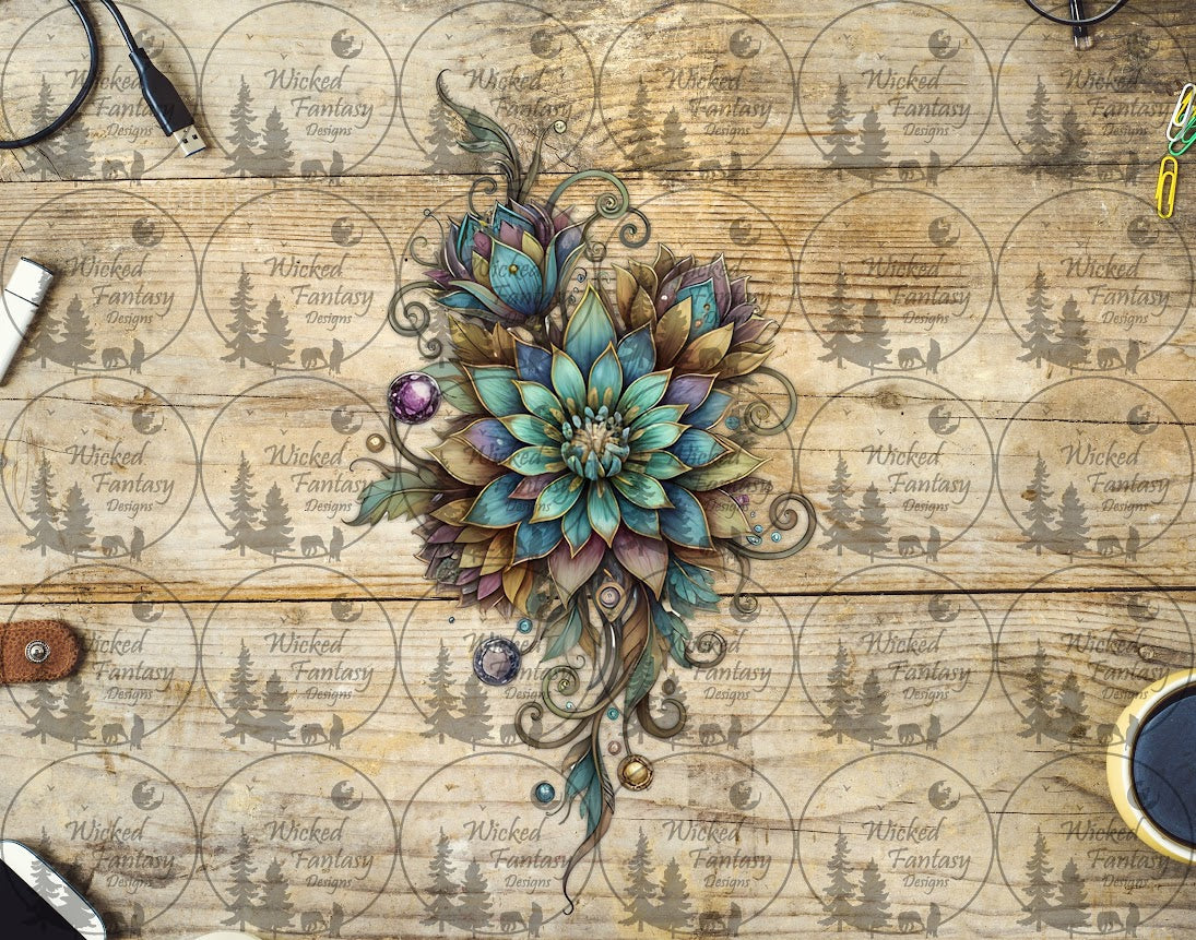 UVDTF Ornate Teal Blossom