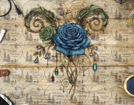 UVDTF Dusty Blue Garden Floral