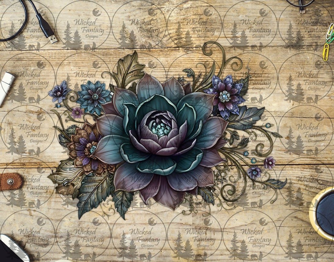 UVDTF Velvet Teal Plum Floral