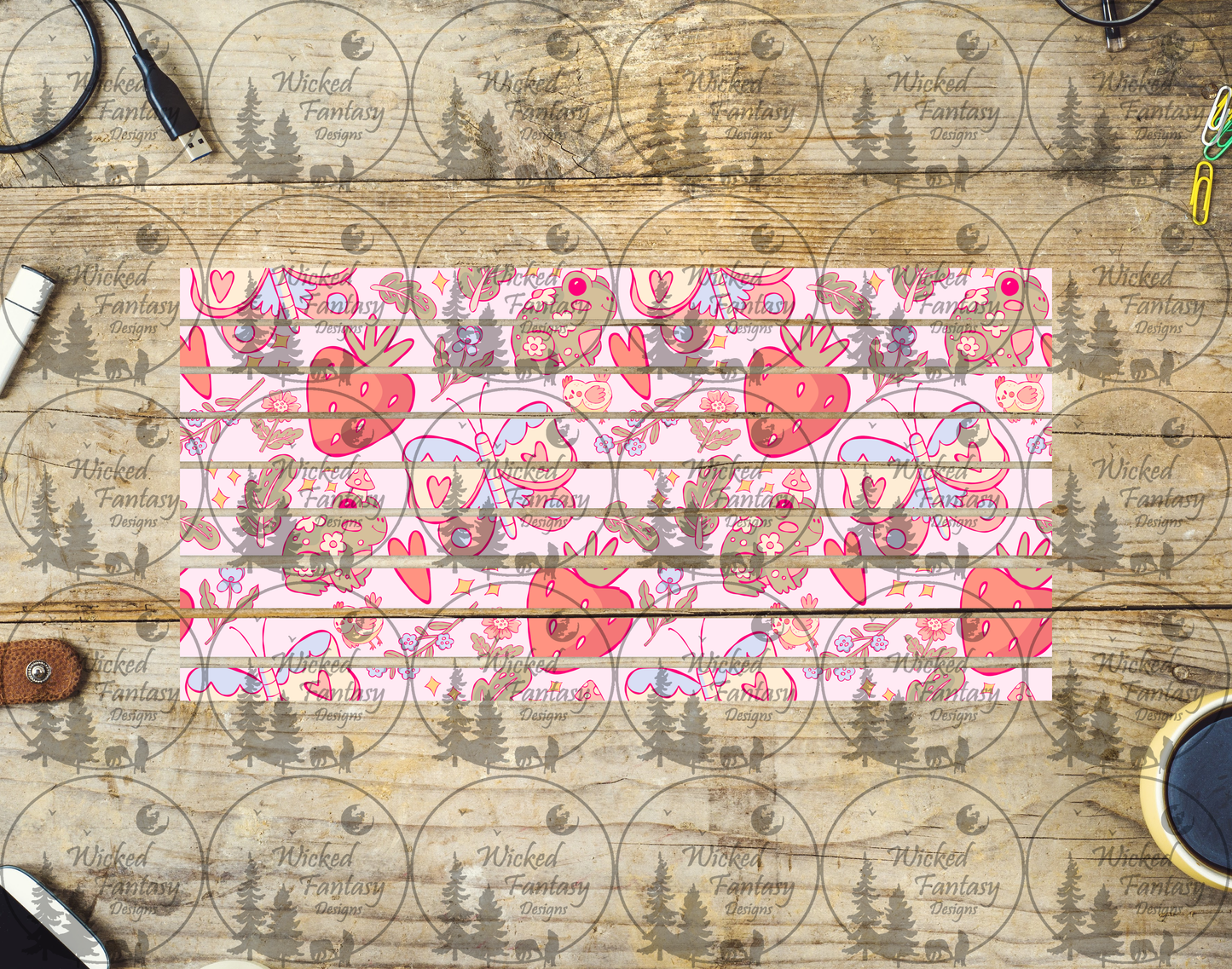 UVDTF Strawberry Frog 6x12" Striping element