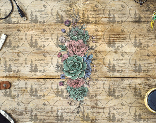 UVDTF Pink and Green Succulents Vertical Element