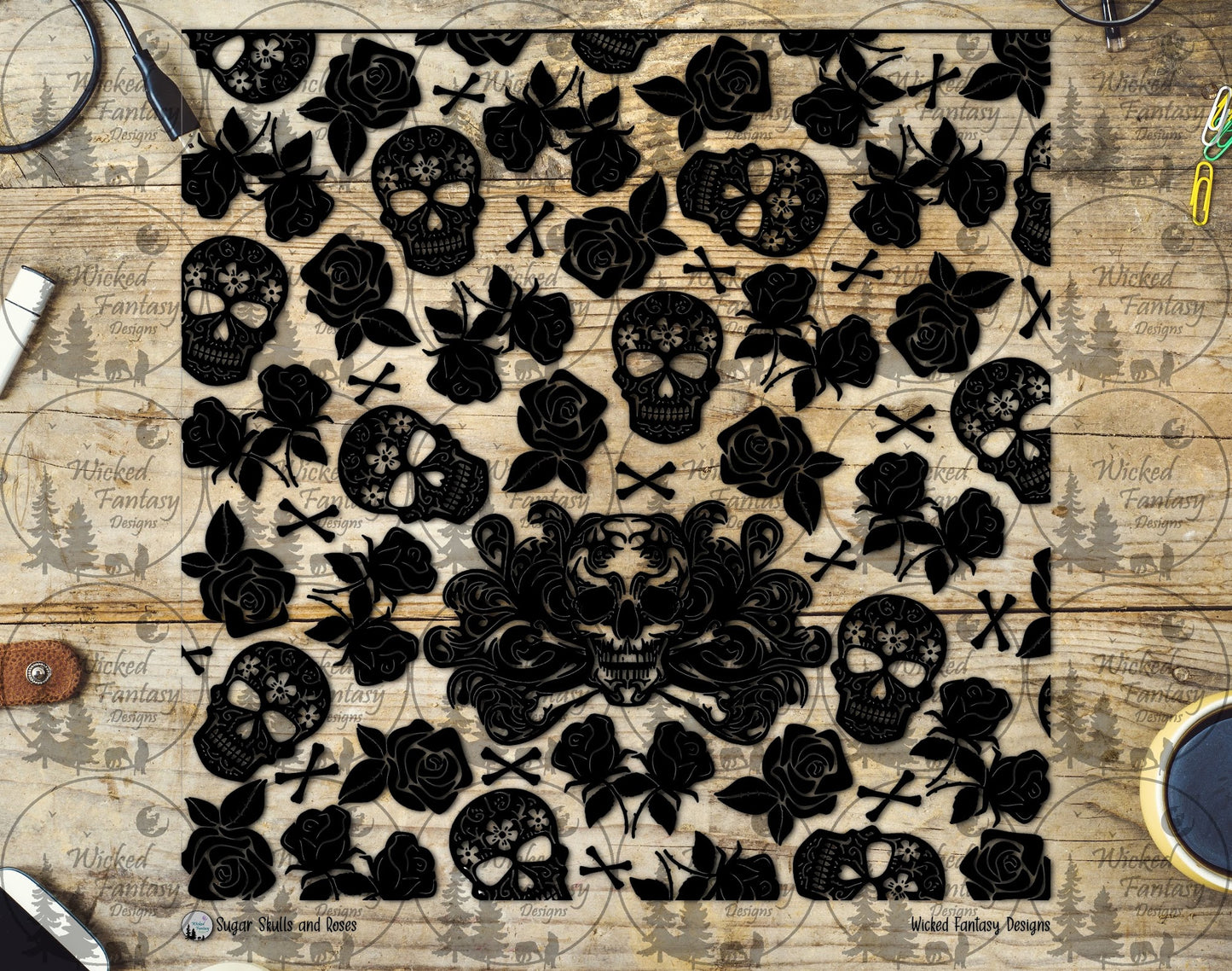 UVDTF Sugar Skulls and Bones 20oz 30oz 10"x10"