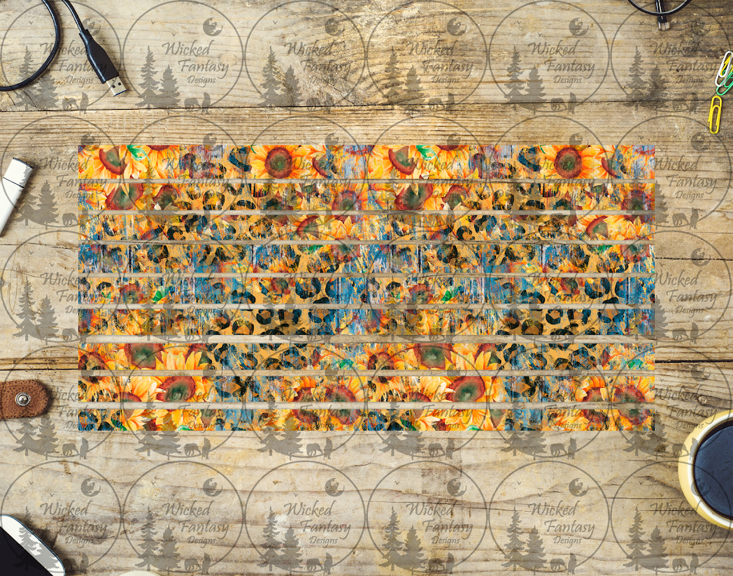 UVDTF Grunge Sunflowers and Leopard Patchwork 6x12" element
