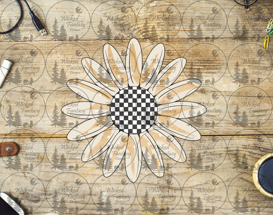 UVDTF Checkered Sunflower