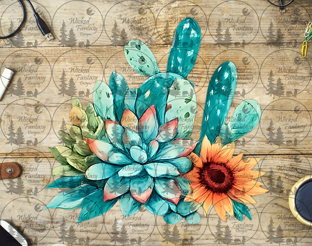 UVDTF Sunflower and Prickly Pear Cactus