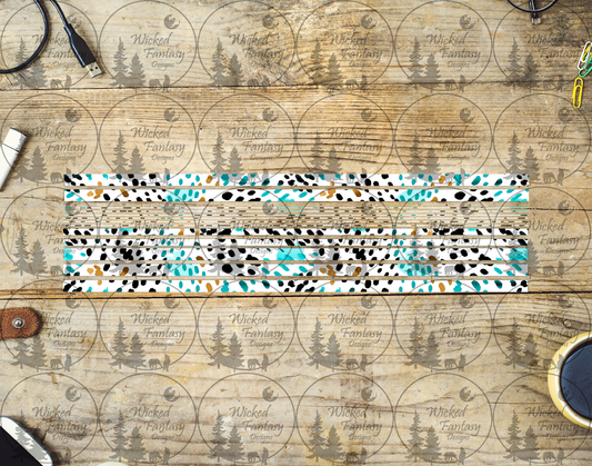 UVDTF Turquoise Black and Gold Spots 12"long  Narrow Striping Element