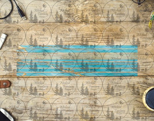 UVDTF Turquoise and Gold Marble 12"long  Narrow Striping Element
