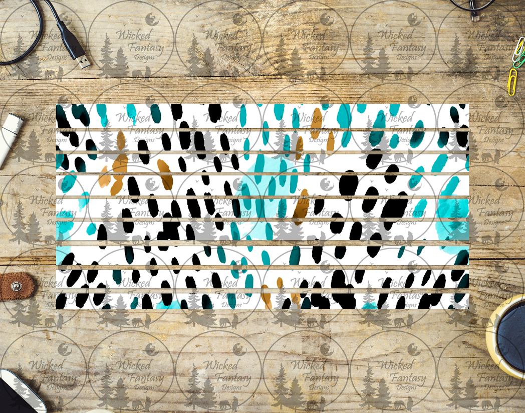 UVDTF Black and Teal Spots 6x12" element