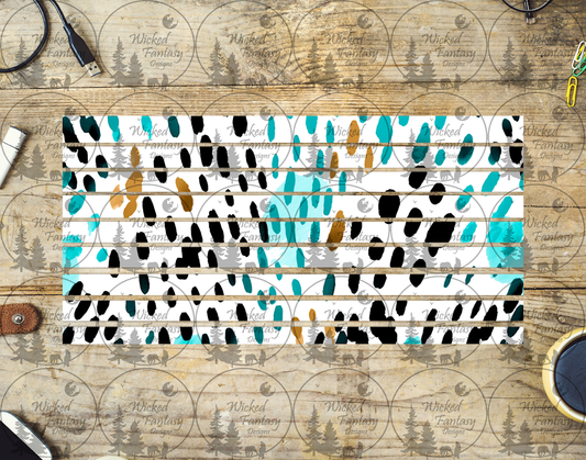 UVDTF Black and Teal Spots 6x12" element