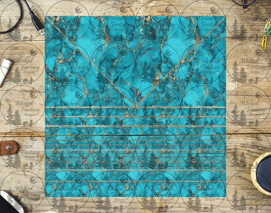 UVDTF Turquoise and Gold Triangles and Striping 20oz 30oz 10"x10" Element