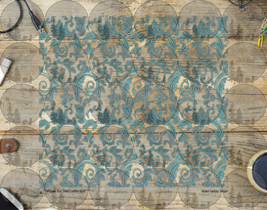 UVDTF Turquoise Blue Textured Tooled Leather 20oz 30oz 10"x10"