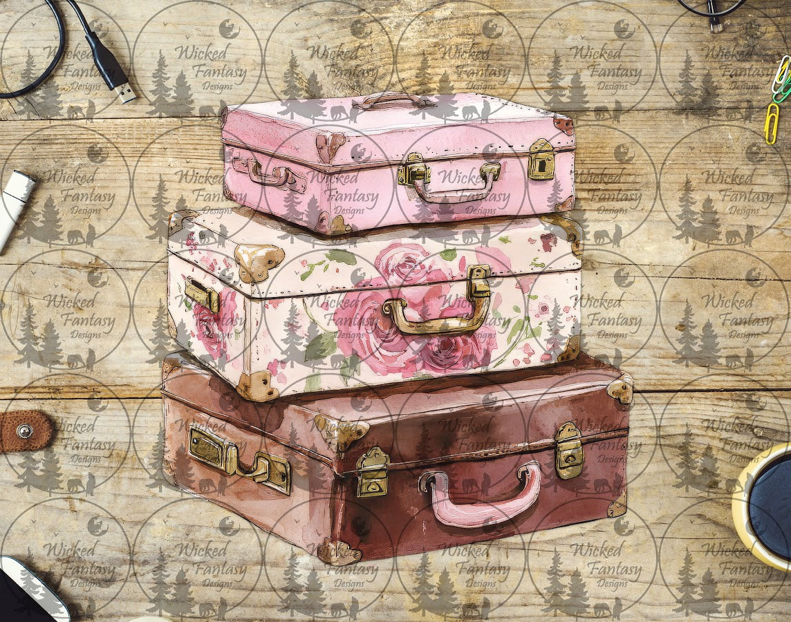 UVDTF Dusty Rose Stack of Luggage