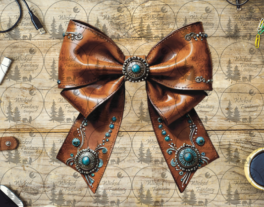 UVDTF Faux Leather Silver Concho Bow