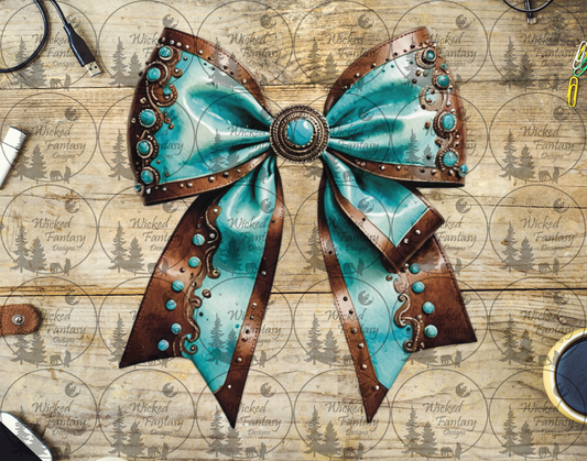 UVDTF Turquoise Faux Leather Bronze Concho Bow