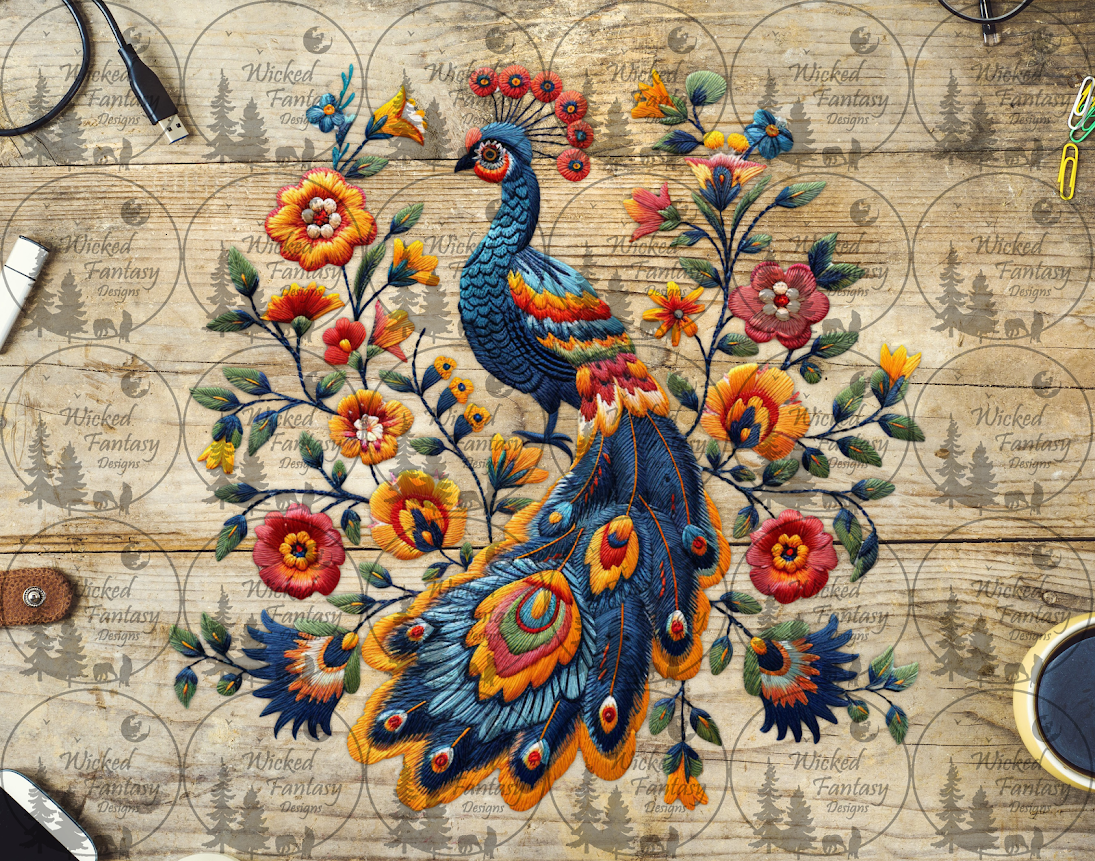 UVDTF Faux Embroidered peacock