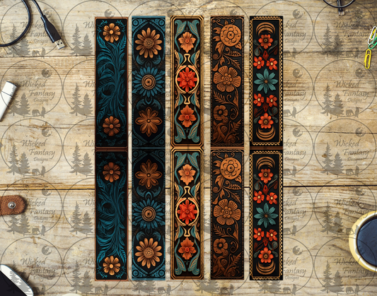 UVDTF Teal Western Floral Striping 9x12.75"