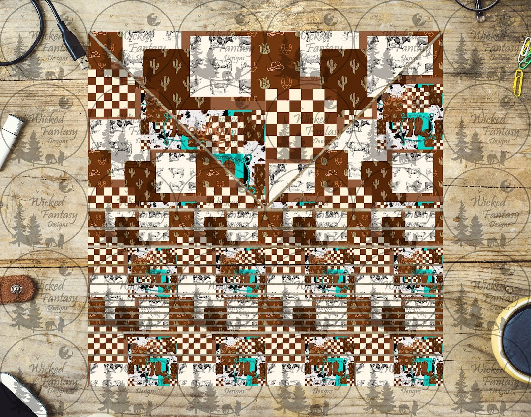 UVDTF Checkered Western Triangles and Striping 20oz 30oz 10"x10" Element