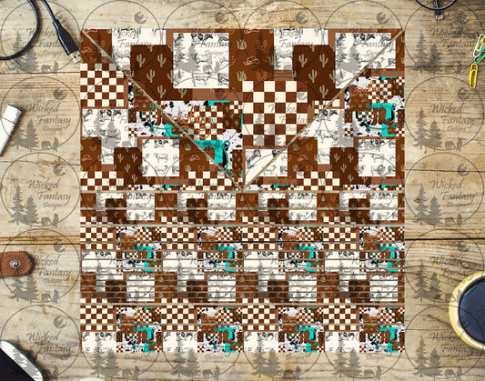 UVDTF Checkered Western Triangles and Striping 20oz 30oz 10"x10" Element