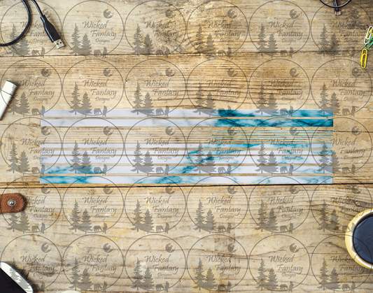 UVDTF Turquoise and White Marble 12"long  Narrow Striping Element