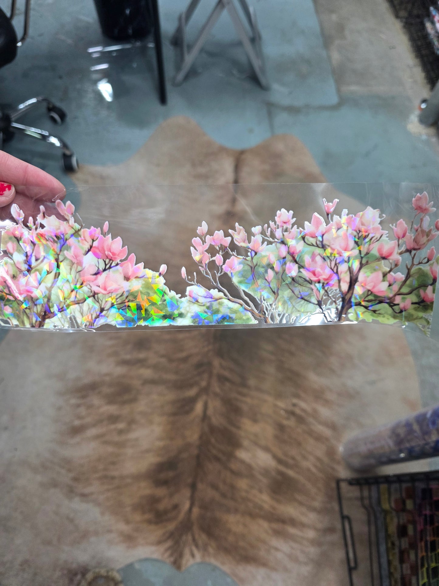UVDTF Shattered Holographic Cherry Blossom Border 11"