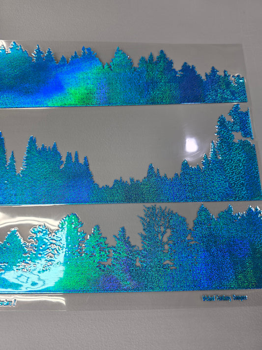 UVDTF Prism Blue Holographic Tree Line View 11"x11"