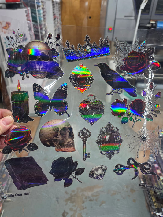 UVDTF Laser Holographic Gothic Crown 11"x11"