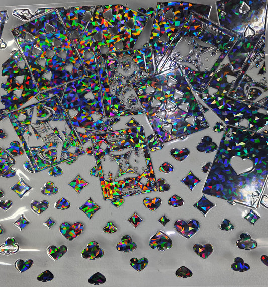 UVDTF Shattered Holographic Black Card Suits 11"x11"